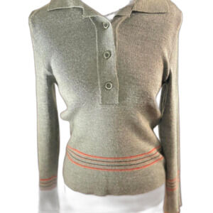 American Vintage Women's Sea Green Wool Blend Collared Sweater Size S